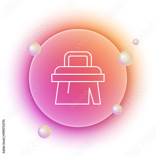White Sauna brush icon isolated on white background. Wooden brush with coarse bristles for washing in the bath. Anti cellulite massage. Orange and pink gradient circle background. Vector