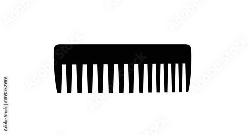Simple black hair comb for styling and personal grooming, isolated white background.