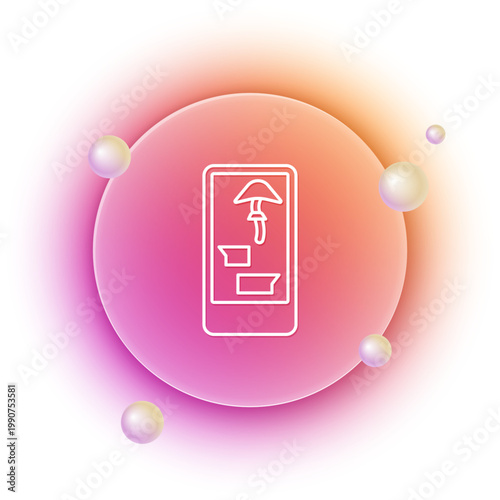 White Buying drugs online on mobile phone icon isolated on white background. Online buying symbol. Orange and pink gradient circle background. Vector