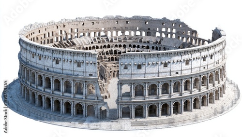 Ancient stone arena, partially ruined, showing tiered seating and arched facade