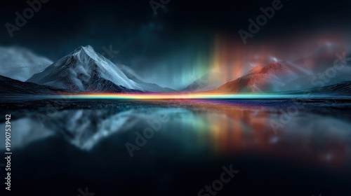 Aurora mountain lake