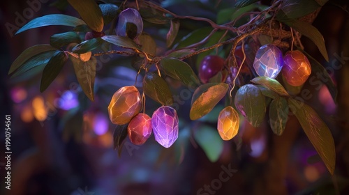 Illuminated berries branch