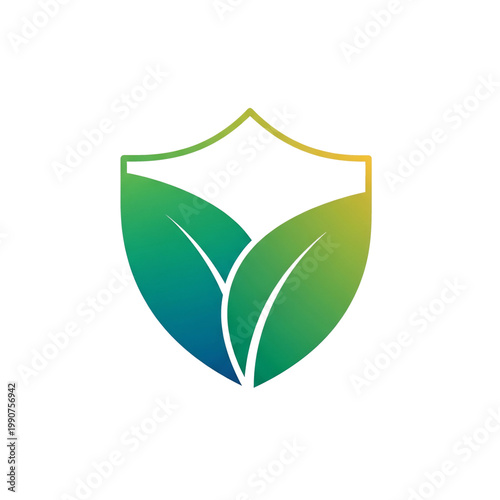 Shield with green leaf symbolizing protection and eco safety. 