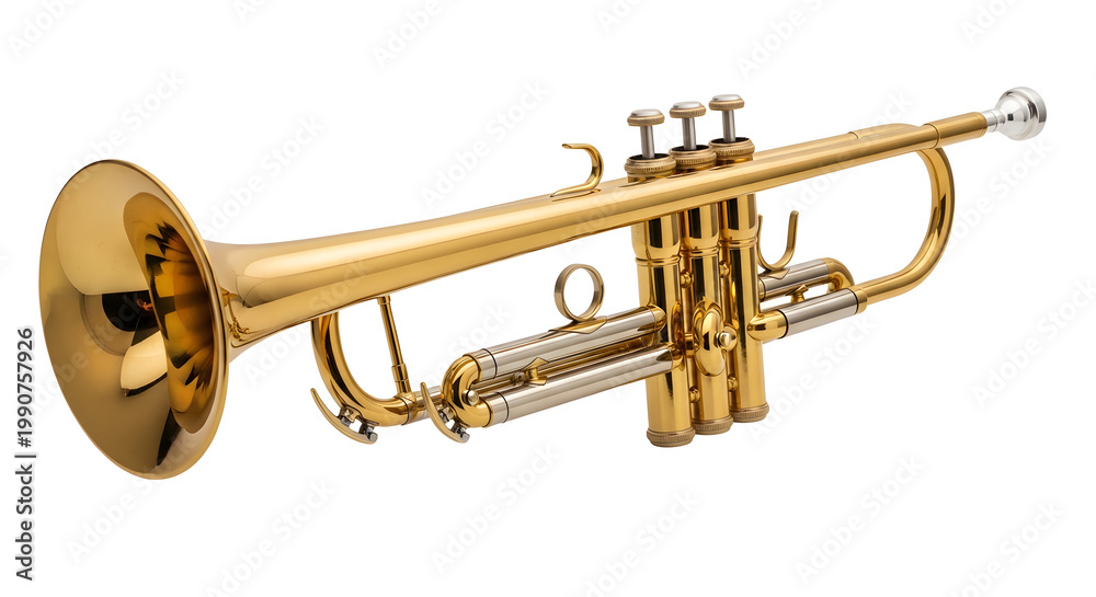 Naklejka premium Brass trumpet with transparent background