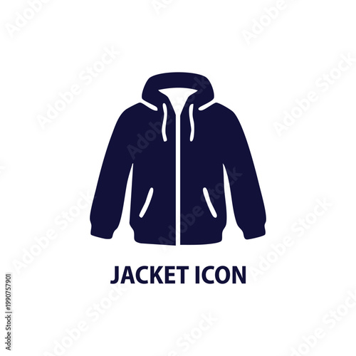 Jacket Icon - Minimal Outline Winter Coat Vector for Clothing and Fashion Design