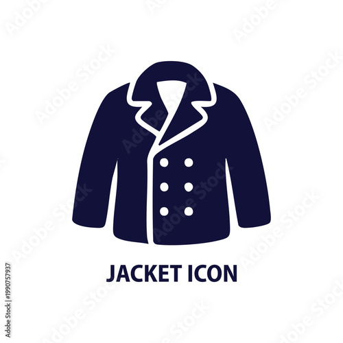 Jacket Icon - Minimal Outline Winter Coat Vector for Clothing and Fashion Design