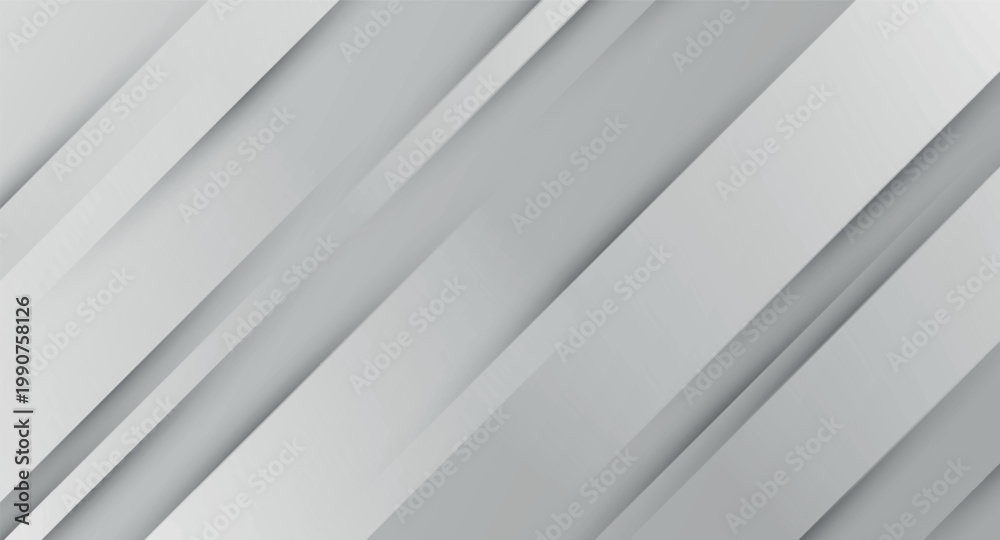 Fototapeta premium Smooth gray and white gradient abstract background with dynamic white diagonal layers. Modern design with elegant shadow stroke effect. EPS. 3