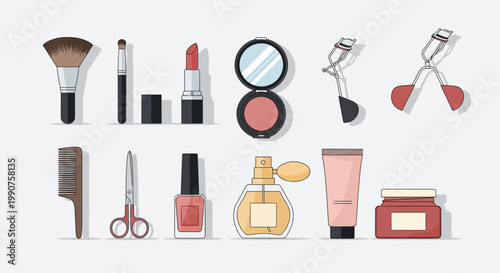 Collection of various makeup and cosmetics.