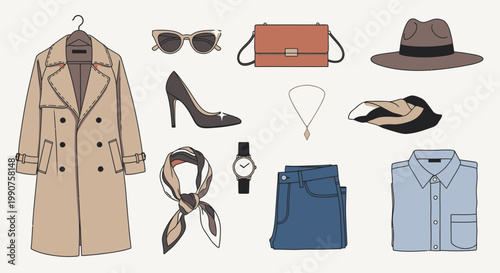 Fashion accessories and clothing items.