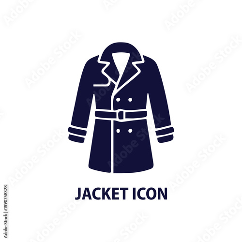 Jacket Icon - Minimal Outline Winter Coat Vector for Clothing and Fashion Design
