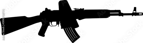 Automatic assault rifle silhouette side view