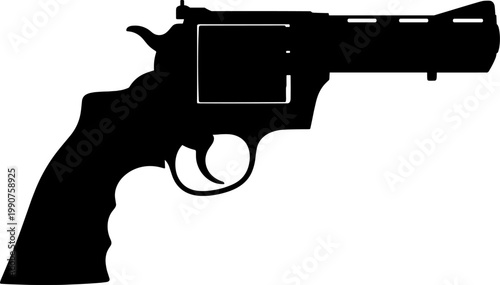 Classic revolver silhouette with cylinder and hammer details