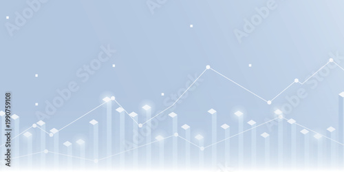 Blue and white gradient business background with modern and futuristic vertical bar elements. Chart design with indicator style for market analysis. Vector eps.3