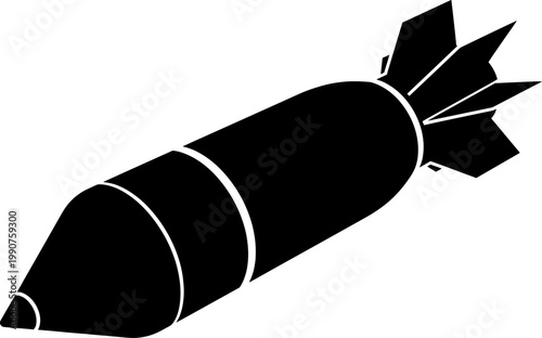 Falling aerial bomb silhouette with fins