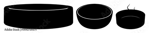 Black silhouette, white background: ashtray set with simple line art design featuring outline, illustration, graphic elements with clean design and vector art