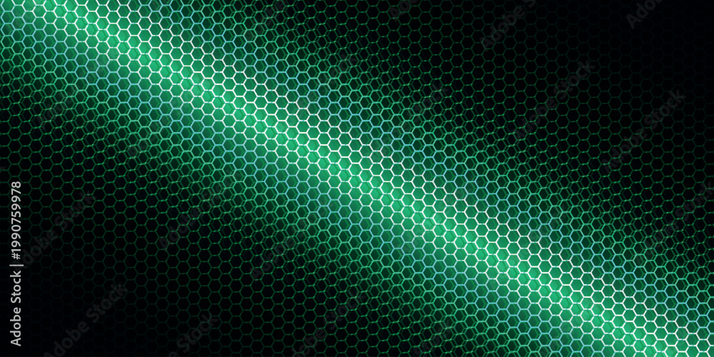 Fototapeta premium Abstract background with modern and futuristic red hexagonal pattern. Future technology design with glowing hexagonal mesh pattern. Black steel metal mesh background. VOL. 3