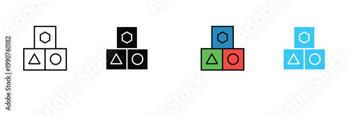 Kids Toy Blocks Icon for Early Childhood Education, Preschool Learning, Alphabet ABC Play, and Nursery Development Symbol. Symbol Vector Illustration.