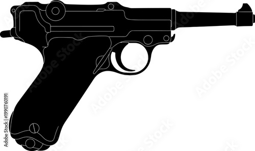 Iconic semi automatic pistol silhouette with a toggle lock action