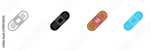 Adhesive Bandage Icon for First Aid, Medical Care, Wound Healing, and Health Protection Symbol. Symbol Vector Illustration.