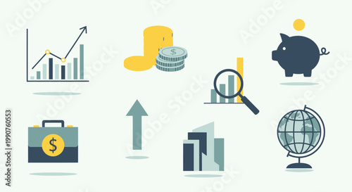 Business Finance Economy Icons Set.