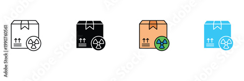 Hazardous Goods Delivery Box Icon with Radiation Symbol for Toxic Cargo, Industrial Shipping, and Safety Warning. Symbol Vector Illustration.
