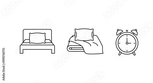 Bed And Alarm Clock Minimalist Bedroom Scene.