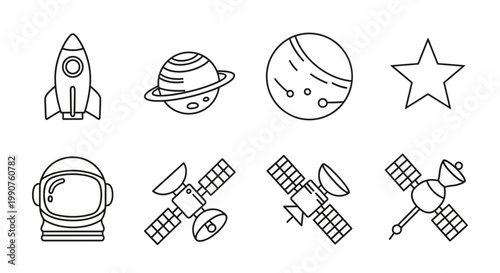 Space Objects and Astronaut Explorers In Orbit.