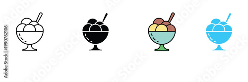 Delicious Ice Cream Dessert Bowl Icon for Sweet Food, Summer Treat, Gelato Shop, and Snack Symbol. Symbol Vector Illustration.