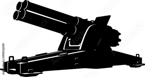 Multi-barrel naval artillery battery silhouette