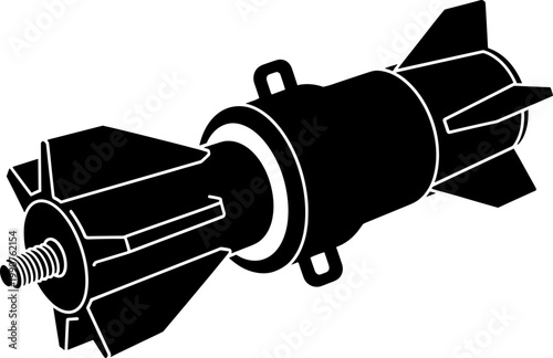 Mortar round silhouette for artillery and warfare themes