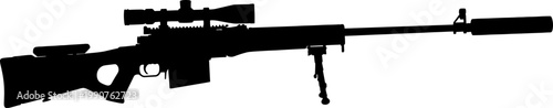 Precision sniper rifle silhouette with bipod and silencer