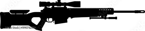 Precision sniper rifle outline with telescopic sight and bipod