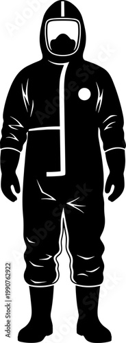 Protective hazmat suit silhouette for biohazard and chemical safety