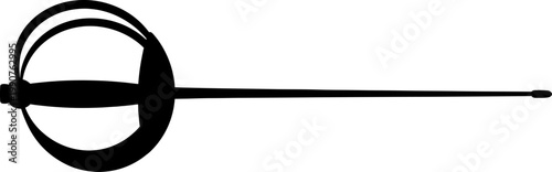 Rapier silhouette with complex basket hilt and slender blade