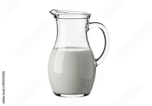 Elegant ceramic pitcher filled with milk for serving