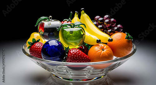 FRUTAS SURREAIS, FRUTAS VERMELHAS, CESTAS DE FRUTAS, FRUTAS DE VIDRO