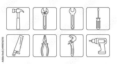 Set of Hand Tools and Wrenches.