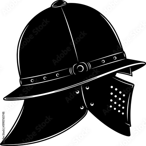 Historical medieval sallet helmet with protective visor