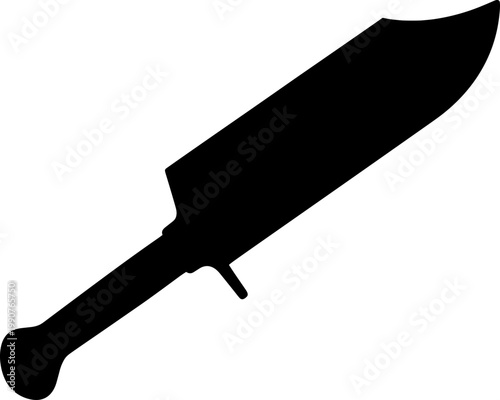 Large tactical bowie knife blade silhouette