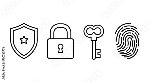 Security Icons Represent Authentication And Protection.