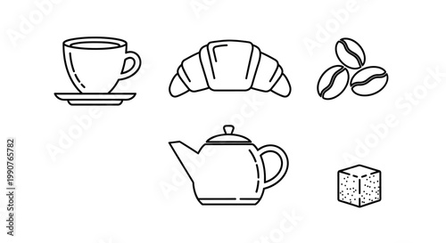 Minimalist Line Art Tea and Coffee Set.