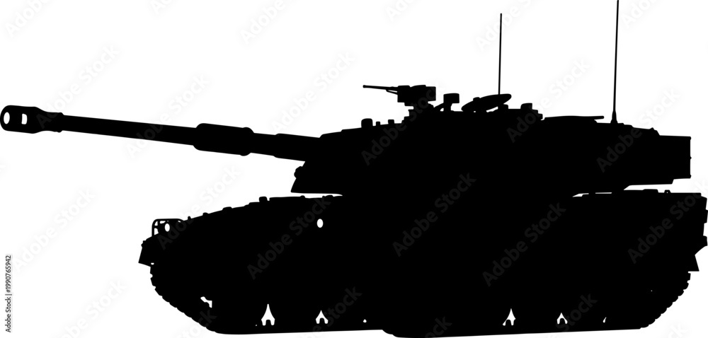 Fototapeta premium Main battle tank silhouette with a long barrel cannon