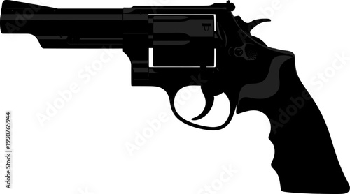 Classic revolver handgun silhouette side view
