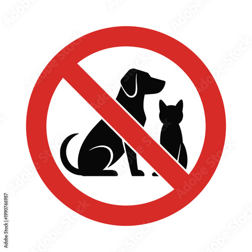 Canvas Print No pets allowed sign with dog and cat silhouette vector illustration for restric