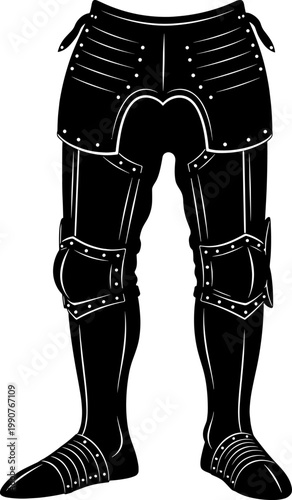 Medieval plate armor leg protection silhouette greaves and sabatons