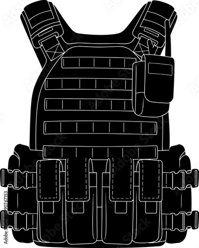 Military tactical plate carrier bulletproof vest silhouette