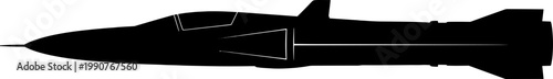 Supersonic interceptor jet silhouette on horizontal plane
