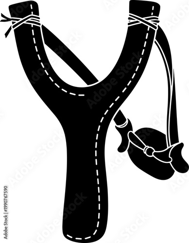 Traditional y shaped slingshot hunting tool silhouette