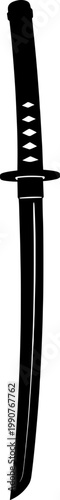 Traditional japanese katana sword silhouette with a hilt wrap