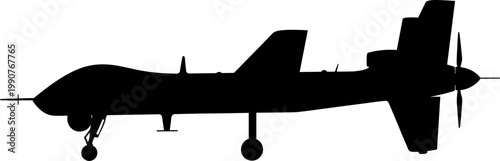 Unmanned aerial vehicle mq-9 reaper drone silhouette side profile